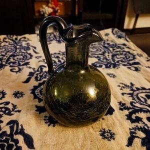 Vintage clrackle-glass pitcher